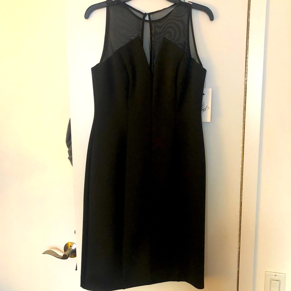 Never worn! Vince Camuto black scuba sheath dress.